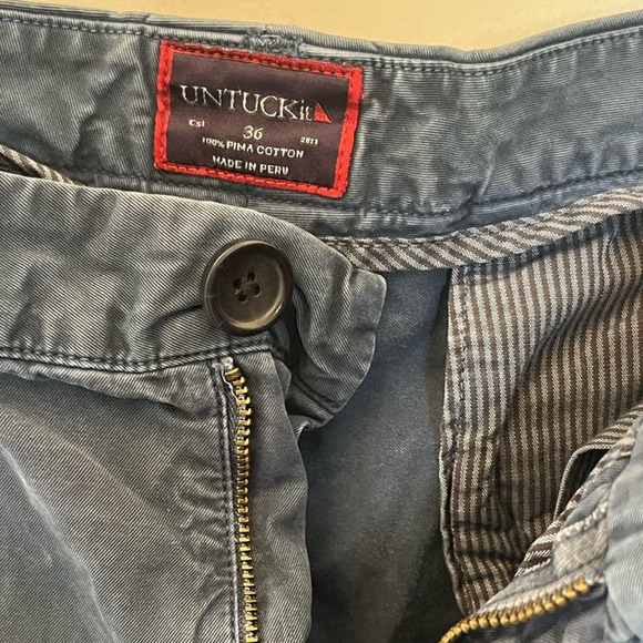 Untuckit Men's sz 36 Blue Chino Shorts Flat Front Washed Blue Cotton 9 in inseam - Picture 5 of 5